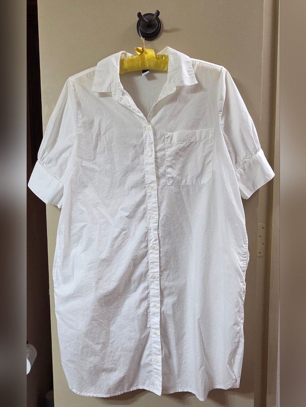 Old Navy White Button-Front Midi Shirt Dress